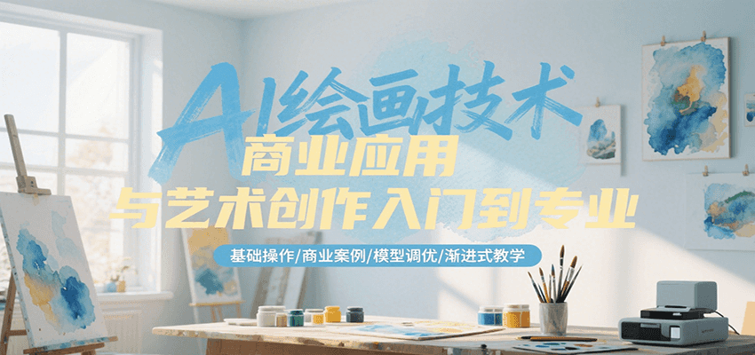 AI绘画技术商业应用与艺术创作入门到专业，基础操作/商业案例/模型调优/渐进式教学-小白网创
