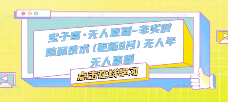 宝子哥·无人直播-非实时防风技术(更新25年7月)无人半无人直播-小白网创
