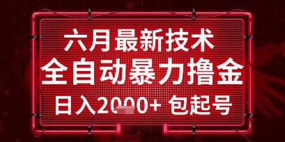 六月最新技术全自动暴力撸金，稳定日入2k+包起号，长期稳定【揭秘】-源码天堂