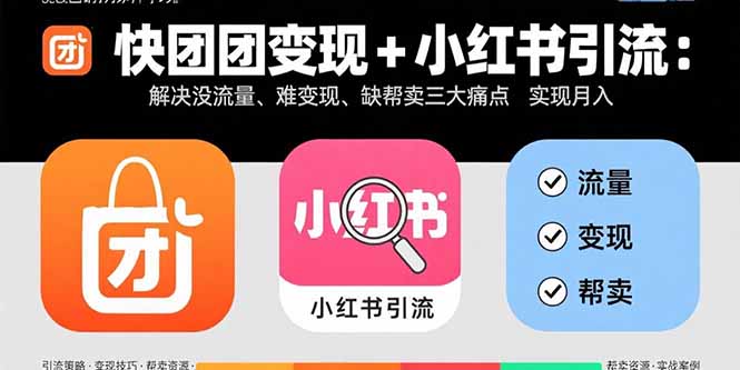 快团团变现+小红书引流：解决没流量、难变现、缺帮卖三大痛点 实现月入3w+-小白网创