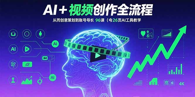 AI+短视频创作全流程：从创意策划到账号增长，96节课(含26项AI工具教学-源码天堂