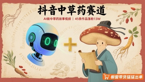抖音中草药赛道，用AI做中草药故事视频，45条作品涨粉13W，橱窗带货猛猛出单-小白网创