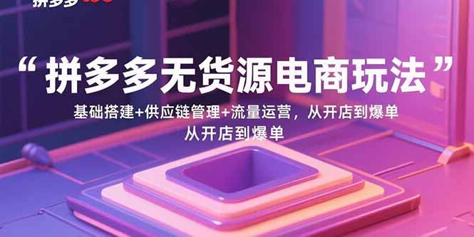 拼多多无货源电商玩法：基础搭建+供应链管理+流量运营，从开店到爆单-小白网创