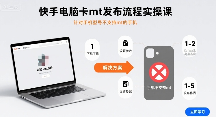 快手电脑卡mt发布流程实操课，针对手机型号不支持mt的手机-源码天堂
