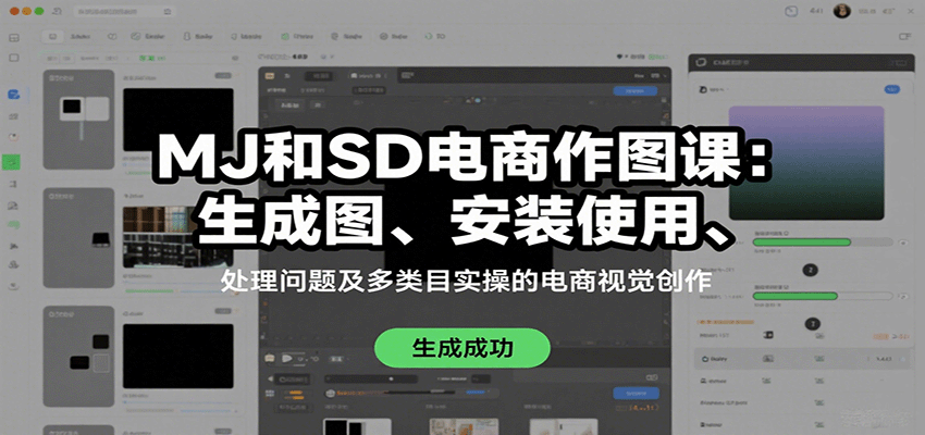 MJ和SD电商作图课：生成图、安装使用、处理问题及多类目实操的电商视觉创作-小白网创
