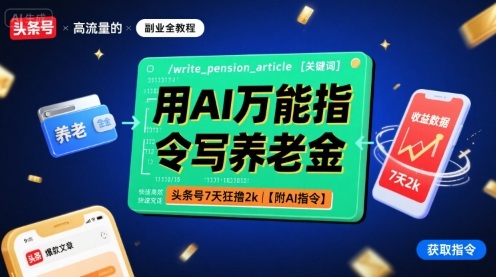 用AI万能指令写养老金，头条号7天狂撸2k【附AI指令】-源码天堂