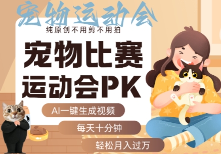 AI一键生成宠物比赛运动会PK视频，纯原创不用剪不用拍，每天十分钟，轻松月入过1W+-源码天堂