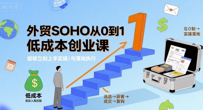 外贸SOHO从0到1低成本创业课，能够立刻上手实操与落地执行-小白网创