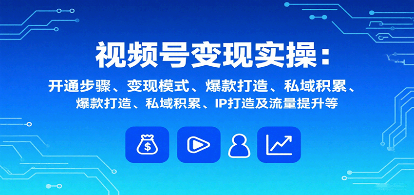 视频号变现实操，含开通步骤、变现模式、爆款打造、私域积累、IP打造及流量提升等-小白网创