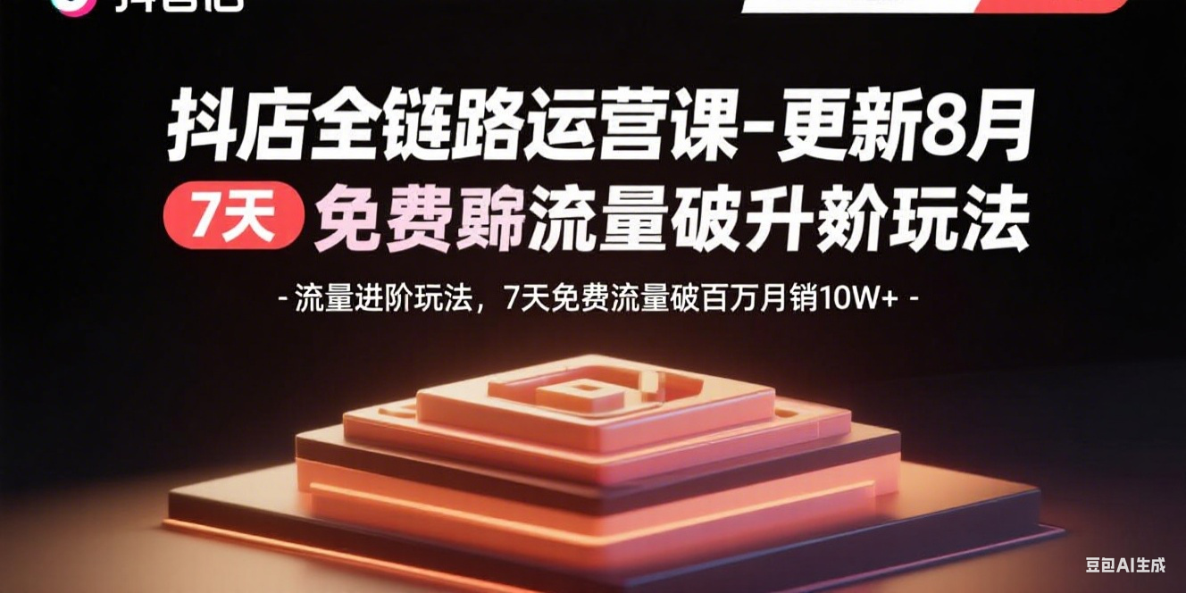 抖店全链路运营课-更新8月：流量进阶玩法，7天免费流量破百万月销10W+-小白网创