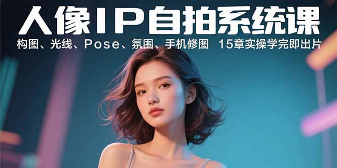 人像IP自拍系统课：构图、光线、Pose、氛围、手机修图 15章实操学完即出片-小白网创