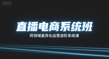 直播电商系统班，同领域差异化运营进阶系统课-小白网创
