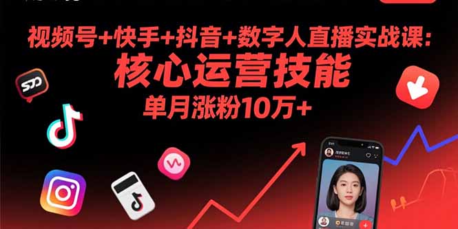 视频号+快手+抖音+数字人直播实战课(9月-小白网创