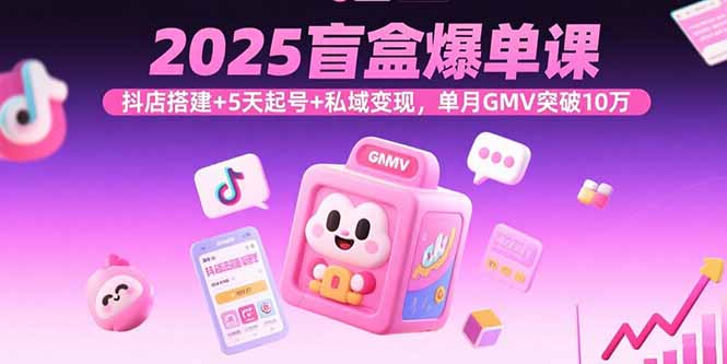 2025盲盒爆单课，抖店搭建+5天起号+私域变现，单月GMV突破10万-小白网创
