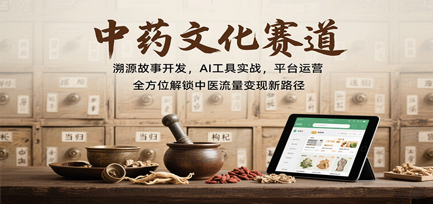 中药文化赛道：溯源故事开发，AI工具实战，平台运营，全方位解锁中医流量变现新路径-源码天堂