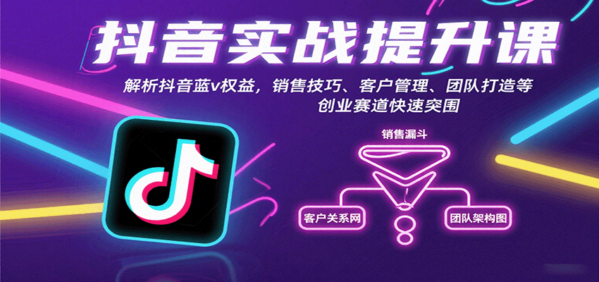 抖音实战提升课：解析抖音蓝v权益，销售技巧、客户管理、团队打造等创业赛道快速突围-源码天堂