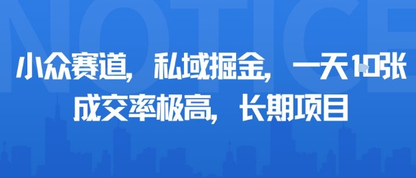 小众赛道，私域掘金，一天多张，成交率极高，长期项目-源码天堂