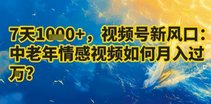 7天收益1k+，视频号新风口：中老年情感视频如何月入过W?-源码天堂