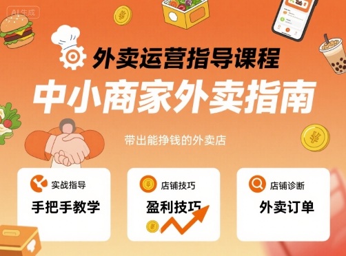外卖运营指导课程，中小商家外卖指南，手把手带出能挣钱的外卖店-源码天堂