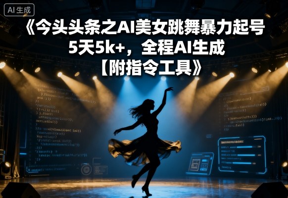 今日头条之AI美女跳舞暴力起号，5天1k+，全程AI生成【附指令工具】-源码天堂