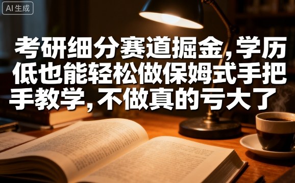 考研细分赛道掘金，日入1k+，学历低也能轻松做保姆式手把手教学，不做真的亏大了【揭秘】-源码天堂