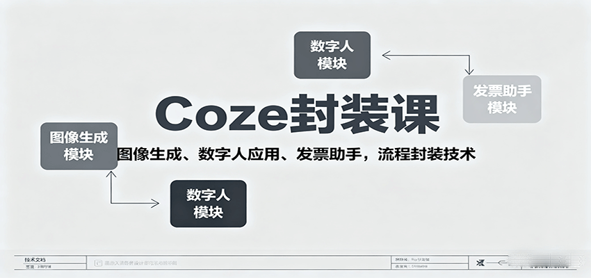 Coze封装课，图像生成、数字人应用、发票助手，流程封装技术-源码天堂
