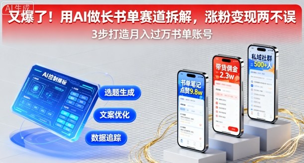 又爆了！用AI做长书单赛道拆解，涨粉变现两不误-源码天堂