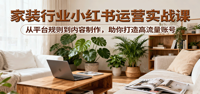 小红书家装行业运营实战课：从平台规则到内容制作，助你打造高流量账号-源码天堂