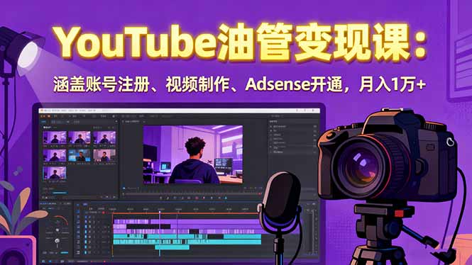 2025YouTube油管变现课：涵盖账号注册、视频制作、Adsense开通，月入1万+-源码天堂