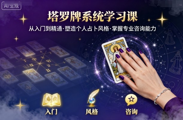 塔罗牌系统学习课，助你从入门到精通，塑造个人占卜风格，掌握专业咨询能力-源码天堂