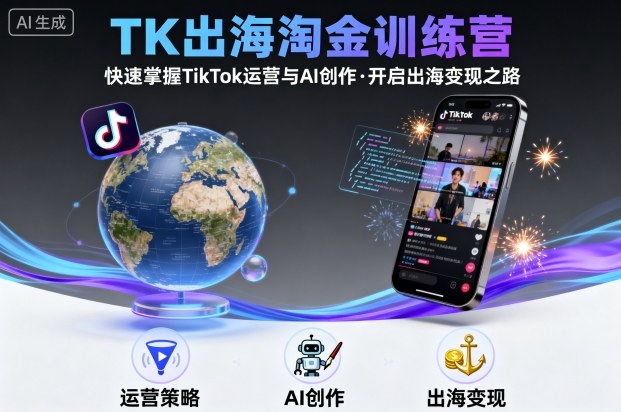 TK出海淘金训练营，助你快速掌握TikTok运营与AI创作，开启出海变现之路-源码天堂
