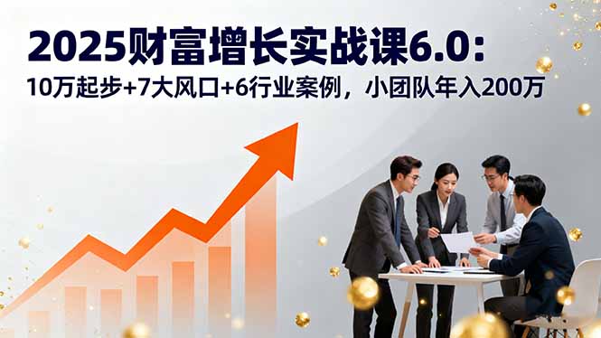 2025财富增长实战课6.0：10万起步+7大风口+6行业案例，小团队年入200万-源码天堂