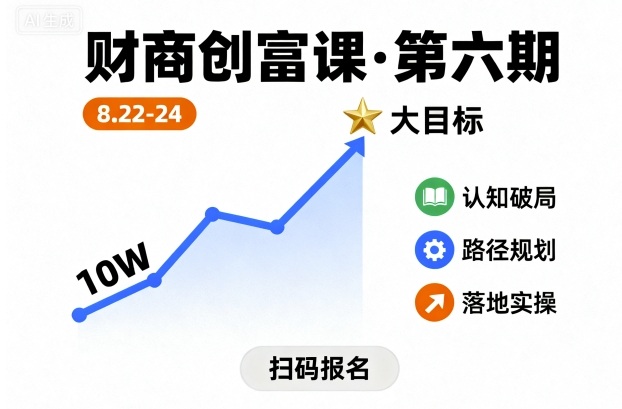 财商创富课第六期8月22-24号，如何从10W起步，一步步实现大目标-源码天堂