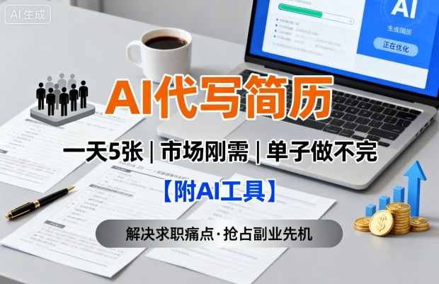 AI代写简历，一天5张，今年找工作难，市场刚需，单子做不完【附AI工具】-源码天堂