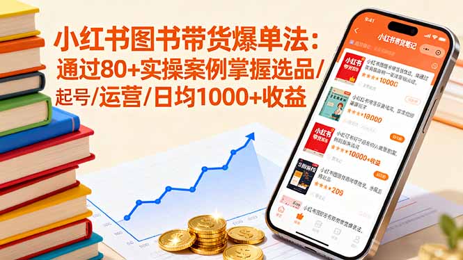 小红书图书带货爆单法：通过80+实操案例掌握选品/起号/运营/日均1000+收益-源码天堂