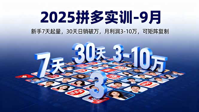 2025拼多多实训-9月：新手7天起量,30天日销破万,月利润3-10万,可矩阵复制-源码天堂