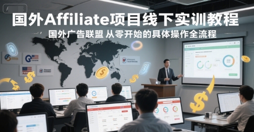 国外Affiliate项目线下实训教程，国外广告联盟从零开始的具体操作全流程-小白网创