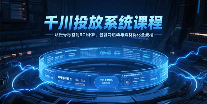千川投放系统课程，从账号标签到ROI计算，包含冷启动与素材优化全流程-小白网创
