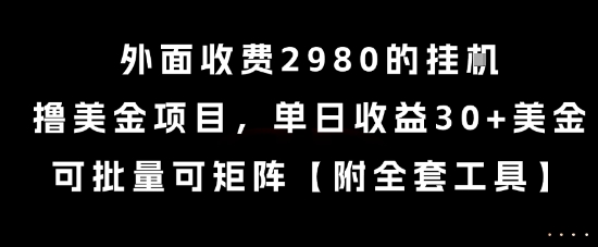 外面收费2980的挂G撸美金项目，单日收益30+美金，可批量可矩阵【揭秘】-小白网创