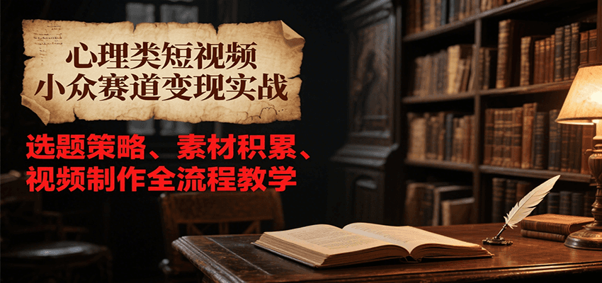心理类短视频小众赛道变现实战，选题策略、素材积累、视频制作全流程教学-小白网创
