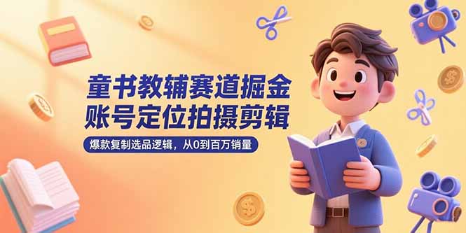 童书教辅赛道掘金，账号定位拍摄剪辑，爆款复制选品逻辑，从0到百万销量-小白网创