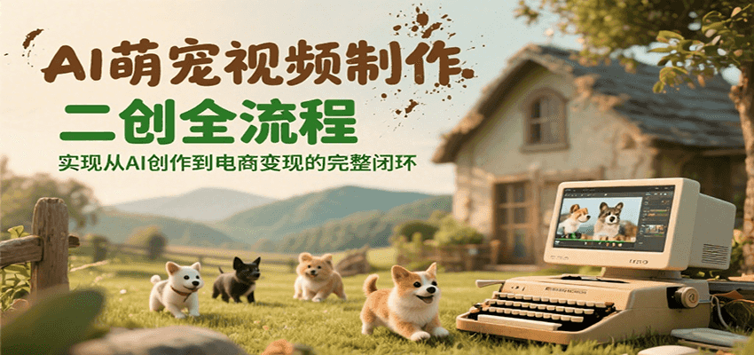 AI萌宠视频制作二创全流程，实现从AI创作到电商变现的完整闭环-小白网创