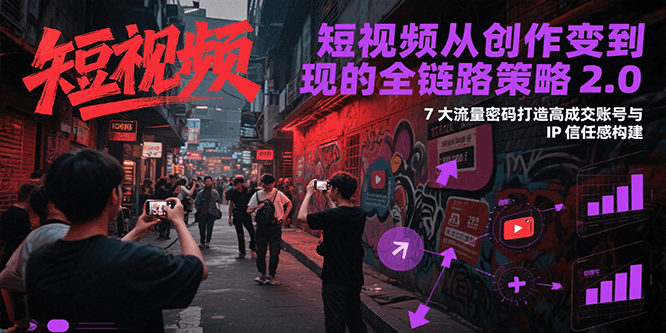 短视频从创作到变现的全链路策略2.0，7大流量密码构建IP信任感打造高成交账号-小白网创