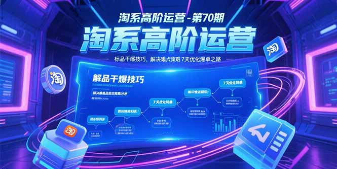 淘系高阶运营-第70期，标品干爆技巧，解决难点策略，大佬操盘方法-小白网创