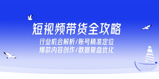 短视频带货全攻略，行业机会解析/账号精准定位/爆款内容创作/数据复盘优化-小白网创