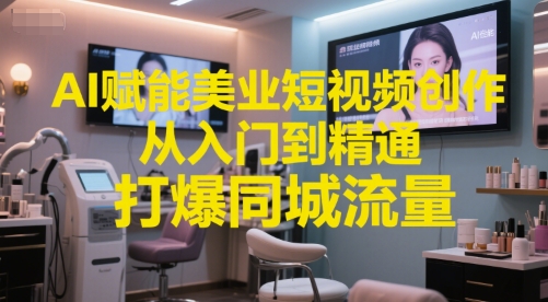 AI赋能美业短视频创作，从入门到精通，打爆同城流量，超级AI工具短视频实操落地-小白网创