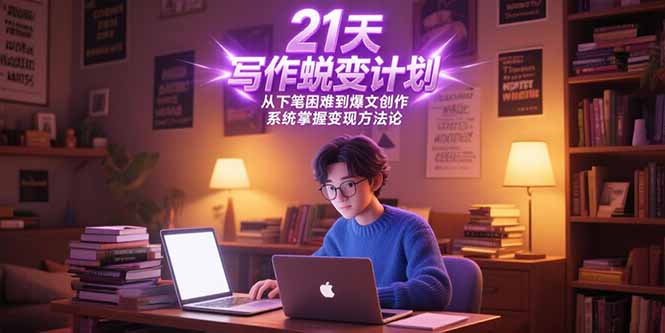 21天写作蜕变计划，从下笔困难到爆文创作，系统掌握变现方法论-小白网创