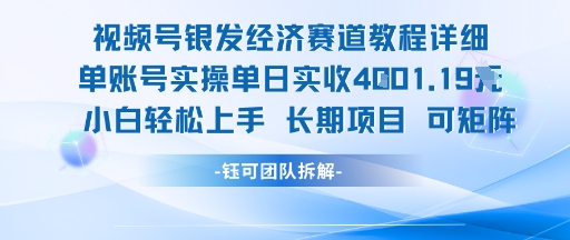 视频号银发经济赛道单账号实操单日实收1k+，小白轻松上手长期项目-小白网创