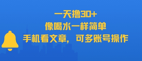 一天撸30+，像喝水一样简单，手机看文章，可多账号操作-小白网创