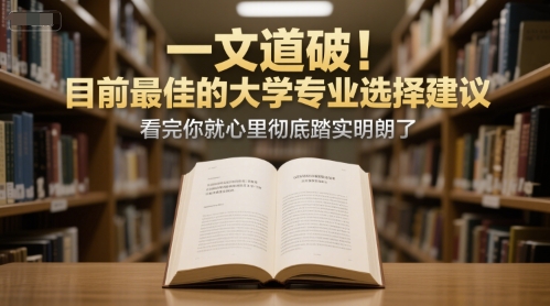 付费文章：一文道破！目前最佳的大学专业选择建议，看完你就心里彻底踏实明朗了-小白网创